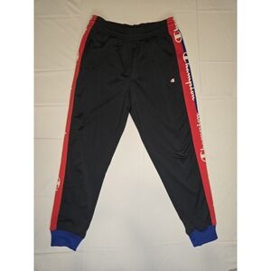 Champion Joggers Mens Large Logo Embroidered Black Red Blue Arhletic Pants Retro